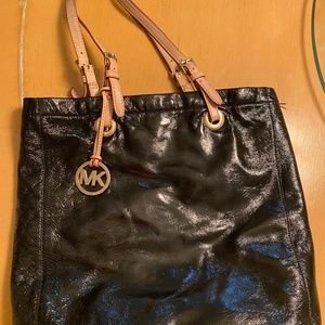 Michael Kors Patent Leather Canvas Tote (large)